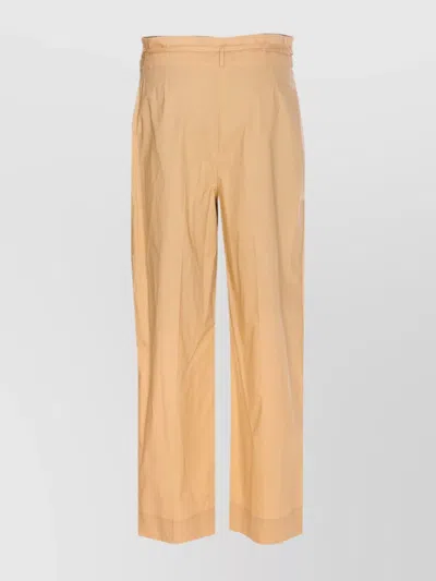 Liu •jo Flared Trousers High Waist Belt In Beige
