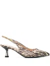 Liu •jo Liu Jo Animal Print Pointed Toe Slingback Shoes In Multicolour