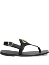Liu •jo Flat T-strap Sandals In Black