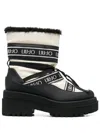 Liu •jo Flatform Logo-patch Ankle Boots In Schwarz