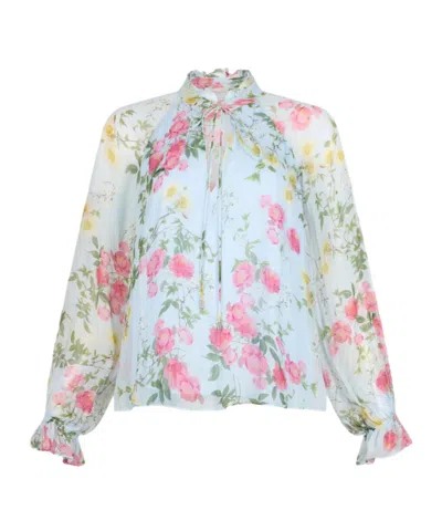 Liu •jo Floral Blouse In Blue
