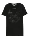 Liu •jo Floral-embellished Cotton T-shirt In Black