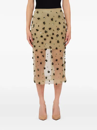 Liu •jo Floral Embellished Midi Skirt In Neutral