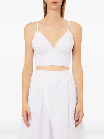 Liu •jo Floral Embroidered Top In White