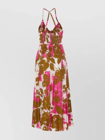 LIU •JO FLORAL HALTER NECK MIDI DRESS