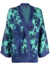 Liu •jo Floral Intarsia-knit Cardigan In Blue