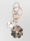Liu •jo Floral Keychain With Crystal Accents And Charms In Gold
