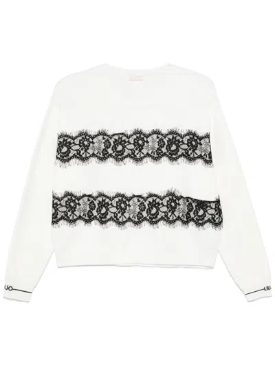 Liu •jo Floral-lace Appliqué Sweater In White