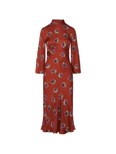 Liu •jo Floral Midi Dress In Brown