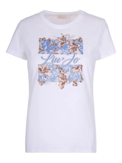 Liu •jo T-shirt With Floral Print In White
