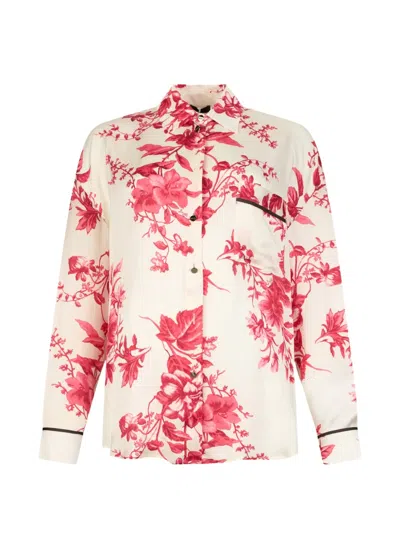 Liu •jo Floral Piped-hem Shirt In Multi
