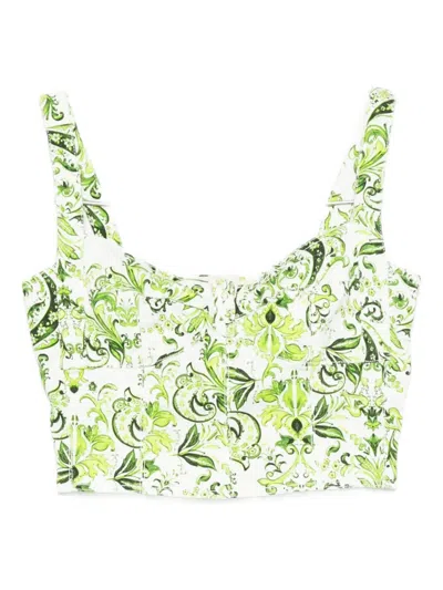 Liu •jo Floral-print Bustier Top In Green