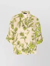 Liu •jo Floral Print Collared Neck Short Sleeve Top In Multi