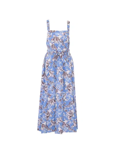 Liu •jo Long Floral-pattern Poplin Maxi Dress With Belt And Pockets In Multi