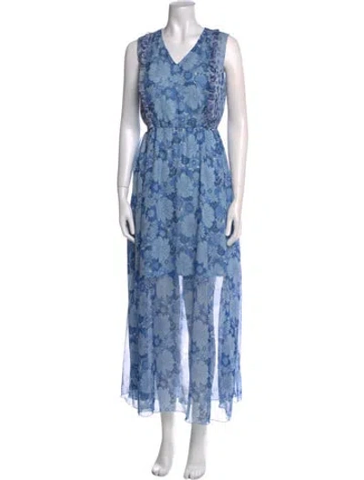 Pre-owned Liu •jo Floral Print Long Dress In Blue