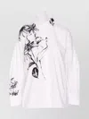 Liu •jo Floral Print Long Sleeve Shirt With Strass In Gray