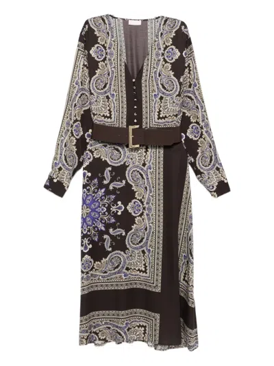 Liu •jo Floral-print Midi Dress In Brown
