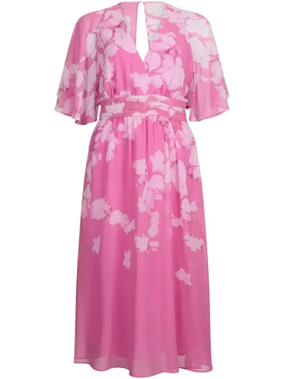 Liu •jo Floral-print Midi Dress In Pink