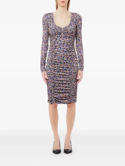 Liu •jo Floral-print Midi Dress In Purple
