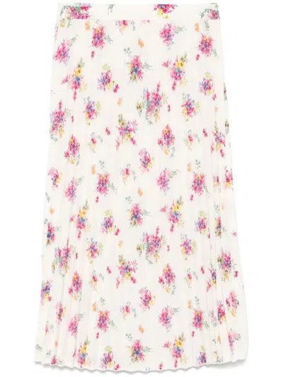 Liu •jo Floral-print Midi Skirt In Neutrals