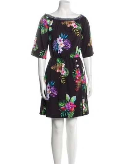 Pre-owned Liu •jo Floral Print Mini Dress In Black