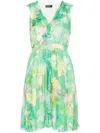 Liu •jo Floral-print Mini Dress In Green