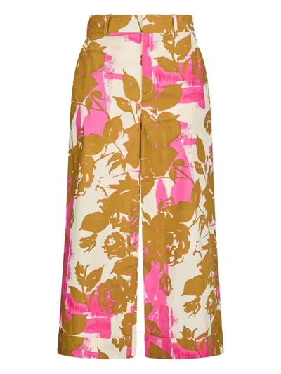 Liu •jo Floral Palazzo Trousers In Pink