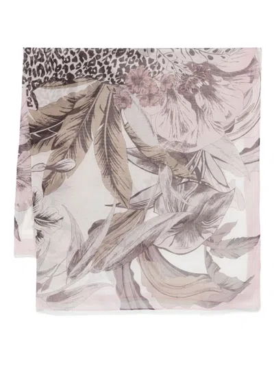 Liu •jo Floral-print Scarf In Beige