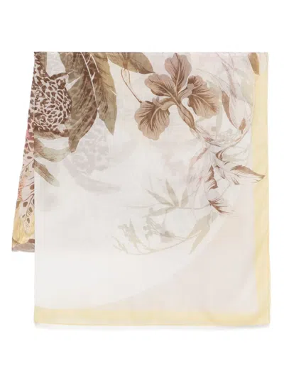Liu •jo Floral-print Scarf In Marrone