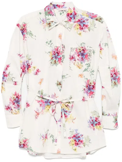 Liu •jo Floral-print Shirt In 白色