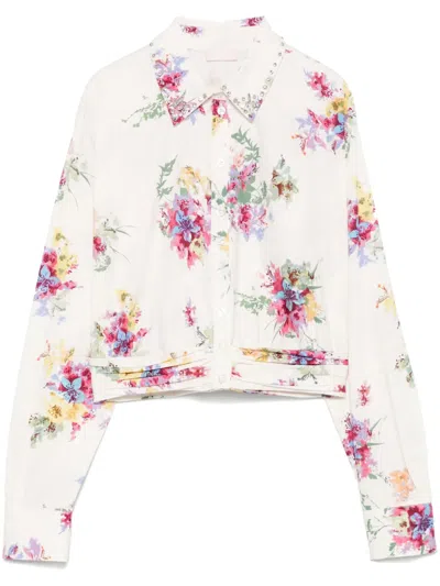 Liu •jo Floral-print Shirt In White