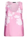 Liu •jo Sleeveless V Neck Top In Lightweight Fabric In Pink