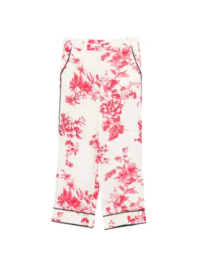 Liu •jo Floral Print Trim Trousers In Multi