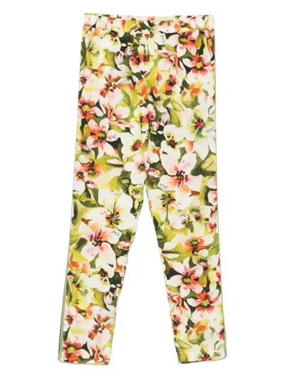Liu •jo Floral-print Trousers In Green