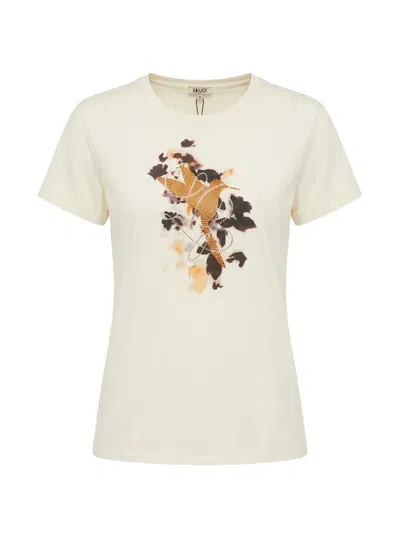 Liu •jo Floral Print T-shirt In Neutral