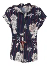 Liu •jo Floral Striped Hooded Vest With Drawstring Waist