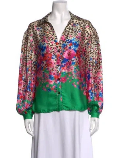 Pre-owned Liu •jo Floral Print V-neck Blouse In Multi