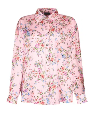 Liu •jo Floral Satin Shirt In Pink