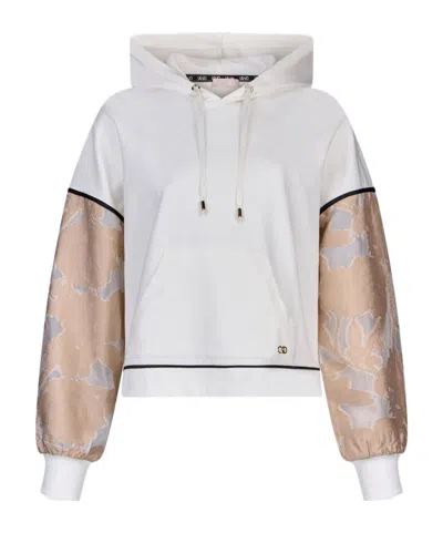 Liu •jo Floral Sleeve Hooded Sweatshirt In Multi