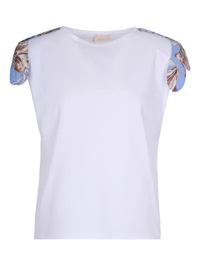 Liu •jo Floral-sleeve T-shirt In White