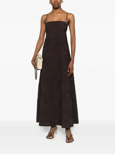 Liu •jo Floral Sleeveless Midi Dress In Brown