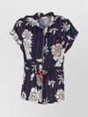 Liu •jo Floral Striped Hooded Vest With Drawstring Waist