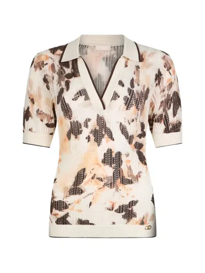 Liu •jo Stitch-worked Polo-shirt In Brown