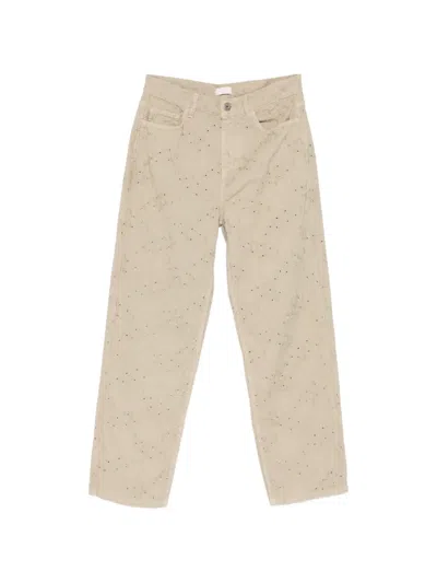 Liu •jo Floral Trousers In Neutral