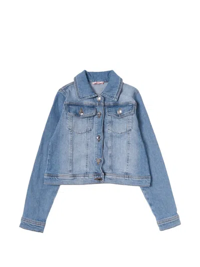 Liu •jo Floral-applique Denim Jacket In Blue