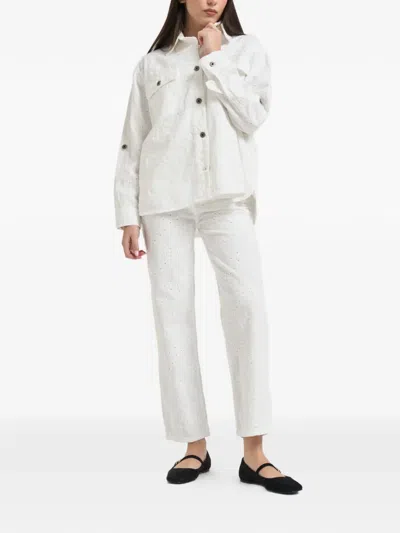 Liu •jo Floral-embroidered Button Jacket In White