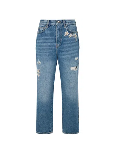 Liu •jo Floral-embroidery Jeans In Blue