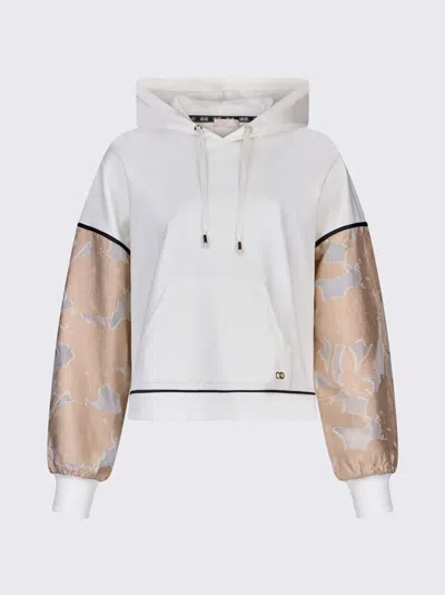Liu •jo Floral-jacquard Panelled Hoodie In Gray