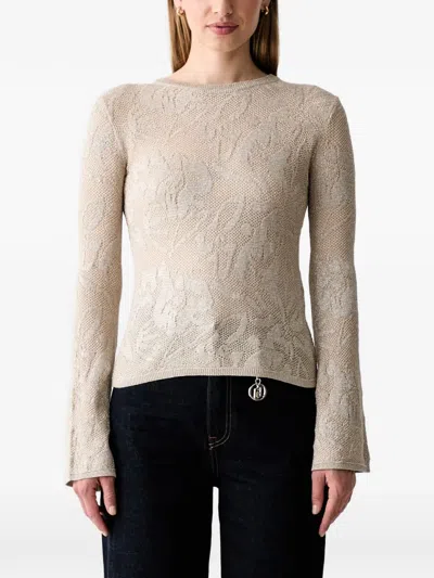Liu •jo Floral-jacquard Sweater In Gray