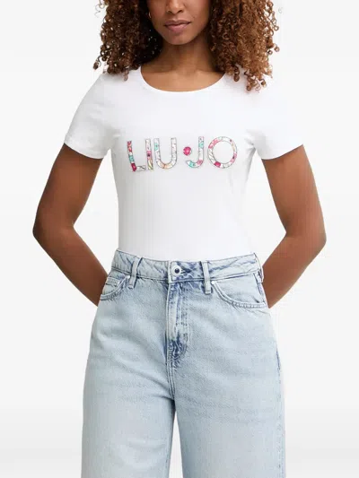 Liu •jo Floral-logo T-shirt In Multi